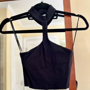 Zara Black Ribbed Crop Top